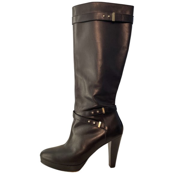 Cole Haan 'Air Cara' High Heel Leather Tall Knee High Black Boot Size 10 - Picture 7 of 13